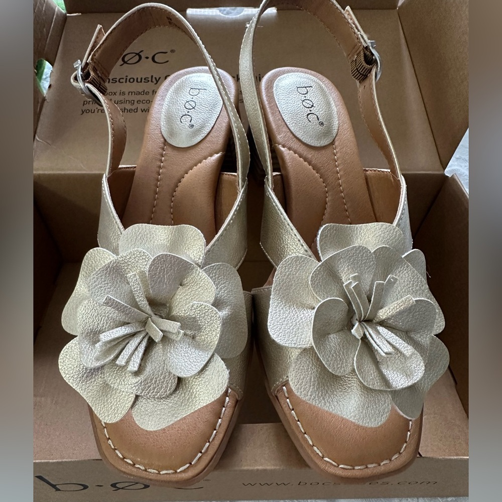 BOC by Born Womens Winona Heeled Sandals Champagne Color Size 9 NEW